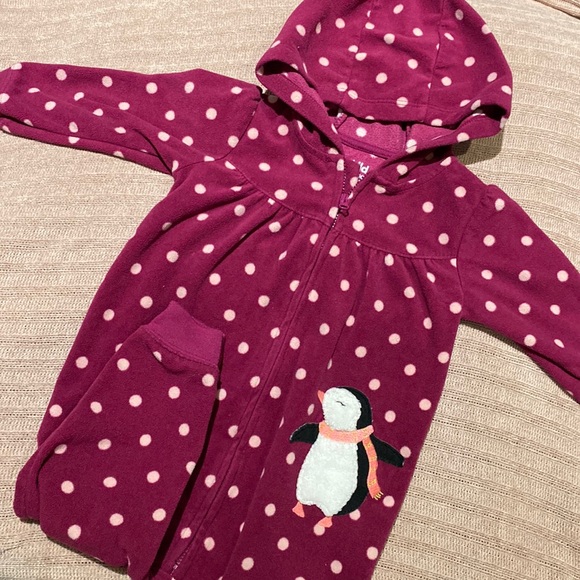 Penguin Fleece Romper - Picture 1 of 3